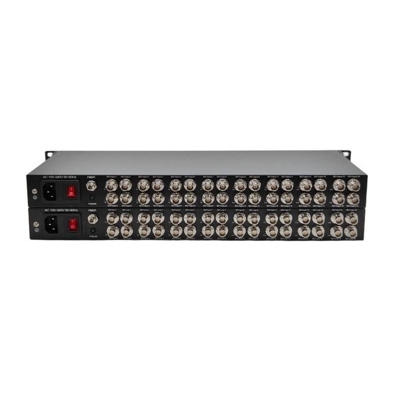 Sdi Rack Color Rack Mounted 12G SDI Video to Fiber Converter with 16 Channels and LC ...
