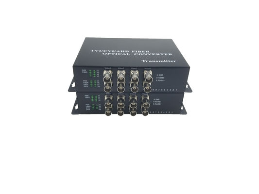 OEM 8ch 1080P AHD CVI TVI video optic fiber converter extender HD CCTV signals,with Reverse rs485&RS422&RS232 data,20KM supplier