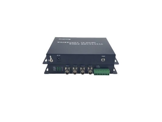 4 Channel TVI video to fiber converter with 1 CH contact closure via single mode fiber transmitter+iRS485 data supplier