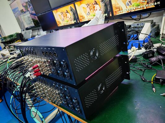 16 Channels 4K 12G SDI Video Fiber Transmission System with XLR Audio, 10GB Network, CNlinko Dual LC Fiber Connector